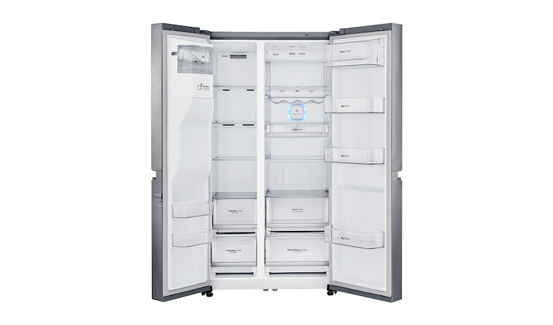 LG Americká chladnička | F | Hrubý objem 668 l | 431 kWh/rok | LG Lineární invertorový kompresor | LG Total No Frost | Multi-Air Flow™ | Vnější LED displej | Nápojový automat, GSL960PZBZ